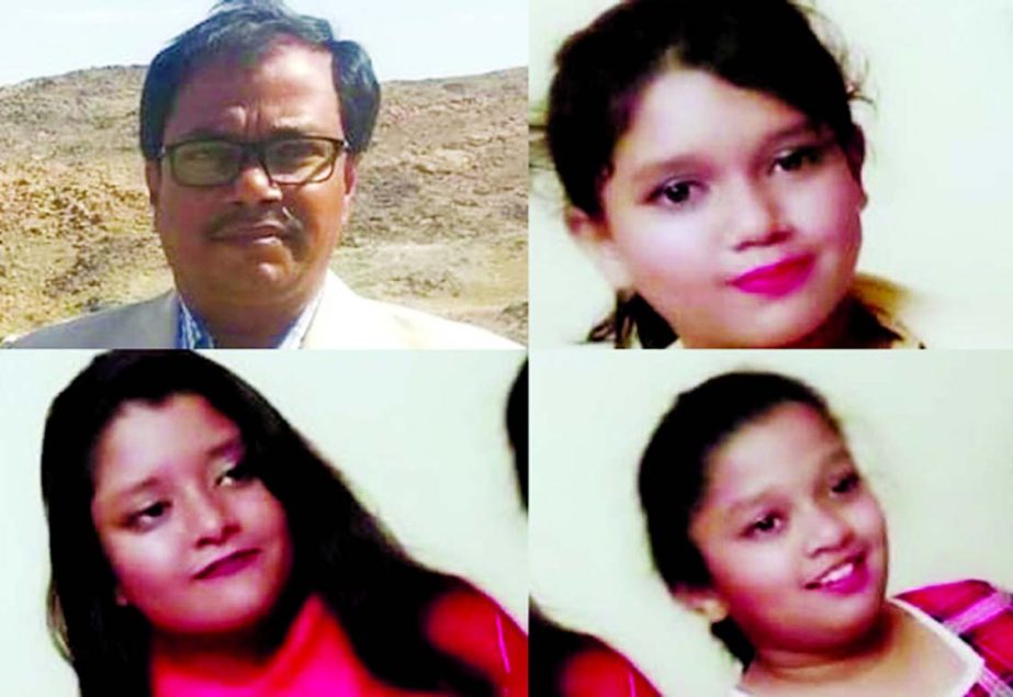 Four of a Bangladeshi family were killed and two others injured in Jeddah road accident on Thursday. Photo shows the deceased was Mashiur Rahman (top left) including his three daughters.