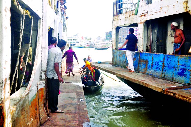 Faulty and unfit launches are taking new look after refurbishment and repair at most of the dockyards for Eid trips. This photo was taken from Keraniganj dockyards on Sunday.