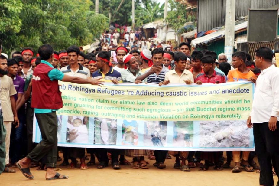 Rohingya people brought put a procession marking their entrance in the country on 25th August as Black Day yesterday.