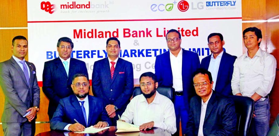 Md. Ridwanul Hoque, Head of Retail Distributions of Midland Bank Limited and Mahbub-Ur-Rahman Shajib, Director (Operations) of Butterfly Marketing Limited (BML), an importer, manufacturer and marketer of wide range consumer electronics, home appliances an