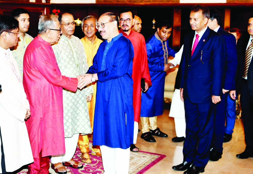 President Md Abdul Hamid hosted a reception for people of Hindu community marking the Janmashtami at Bangabhaban yesterday. Photo : BSS