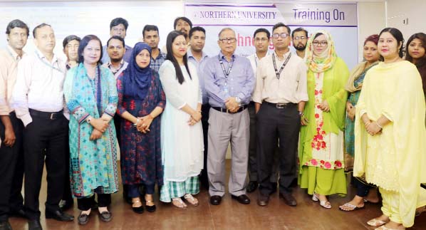 Vice-Chancellor of Northern University Bangladesh Prof Dr Anwar Hossain is seen with the participants of a training on program on 'Technological Skills' held at the university campus recently.