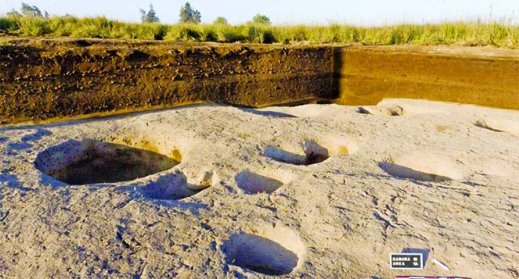 A handout picture provided by the Egyptian Ministry of Antiquities on September 3, 2018, shows the new discovery site which is believed to be one of the oldest known villages on the Nile Delta.