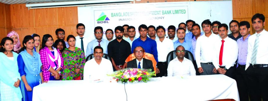 Manjur Ahmed, Managing Director of Bangladesh Development Bank Limited, poses for a photograph with the participants of a 5 days long training course on ''Basic Training Course for Newly Appointed Senior IT Officerâ€™s at the Bank's Training Insti