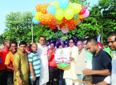 SYLHET: Mahamud-Us-Samad Chowdhury MP inaugurating Bangabandhu Sheikh Mujibur Rahman Gold Cup Tournament at South Surma Upazila yesterday.