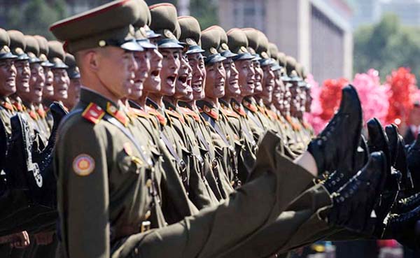 North Korea held a military parade to mark its 70th founding year on Sunday.