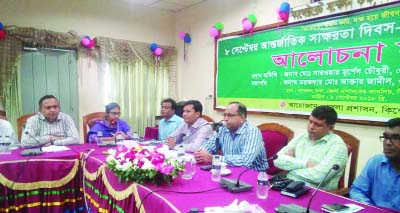 KISHOREGANJ: Md Sarowar Morshed Chowdhury , DC, Kishoreganj speaking at a discussion meeting on the occasion of the International Literacy Day jointly organised by Kishoreganj District Administration, Primary and Mass Education Department on Saturday.