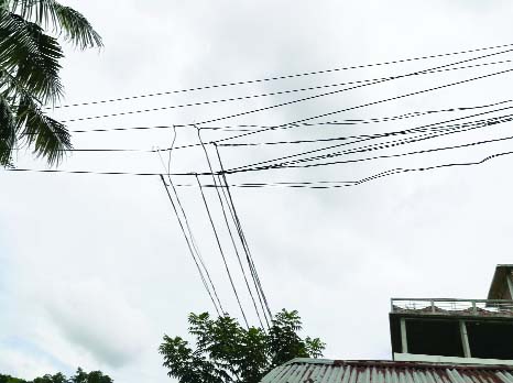 BARISHAL: Illegal electricity line has been connected from main power line at South Road of Khan Bari in Pashim Kownia. Authority concern yet to take any step as accident may occur any time. This snap was taken yesterday.