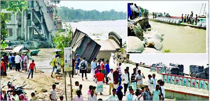 The fuming River Padma has already devoured several thousand acres of land, enormous houses, local trade center, government roads and both government and private educational institutions of Naria upazila. At the eleventh hour government has taken some ins