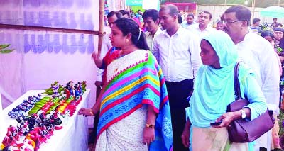 NILPHAMARI: Begum Nazia Shirin, DC, Nilphamari visiting different stalls of the month- long Small and Cottage Fair at Syedpur Upazila as Chief Guest on Wednesday.