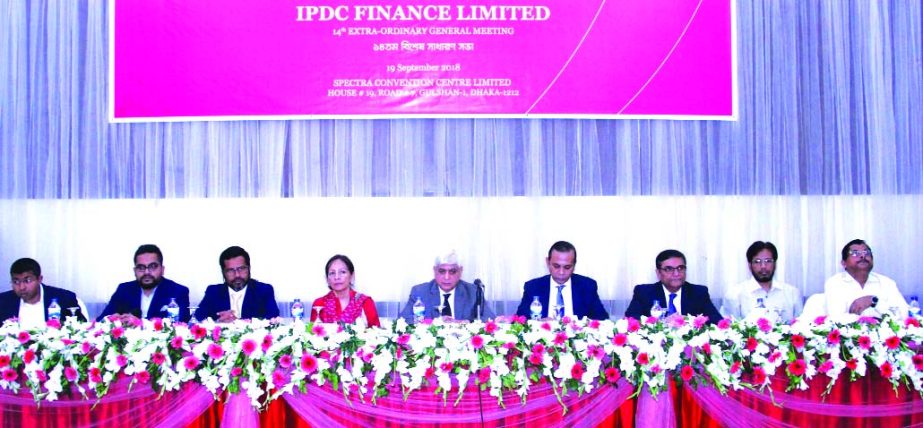 Mominul Islam, Managing Director of IPDC Finance Limited, presiding over its 14th Extraordinary General Meeting (EGM) at a convention centre in the city recently. Top official and a large number of shareholders of the company were also present.