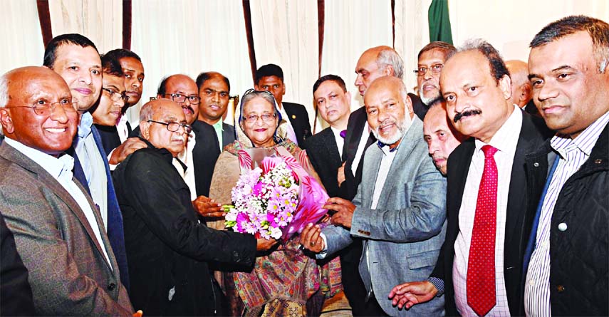 Prime Minister Sheikh Hasina accorded a reception by the London chapter of Awami League after her reaching in London at Hotel Claridges on Saturday.