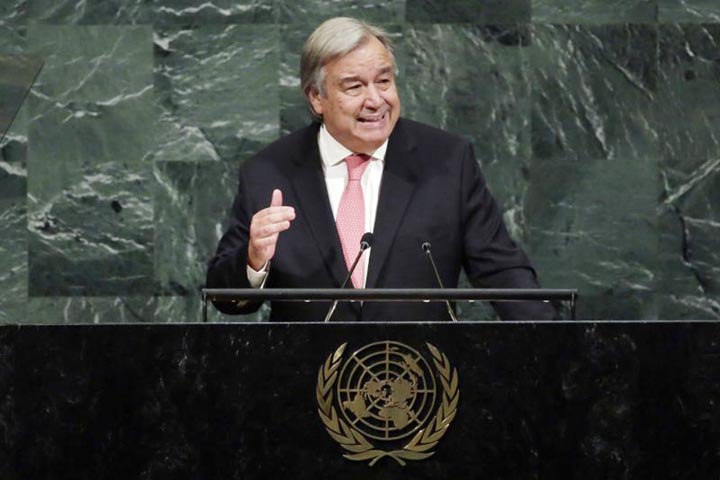 United Nations Secretary General Antonio Guterres addresses the 72nd meeting of the United Nations General Assembly, at UN headquarters. AP file photo