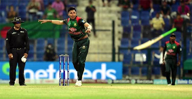 Mustafizur Rahman bowls during the Asia Cup match between Afghanistan and Bangladesh at The Sheikh Zayed Stadium in Abu Dhabi, UAE on Sunday.