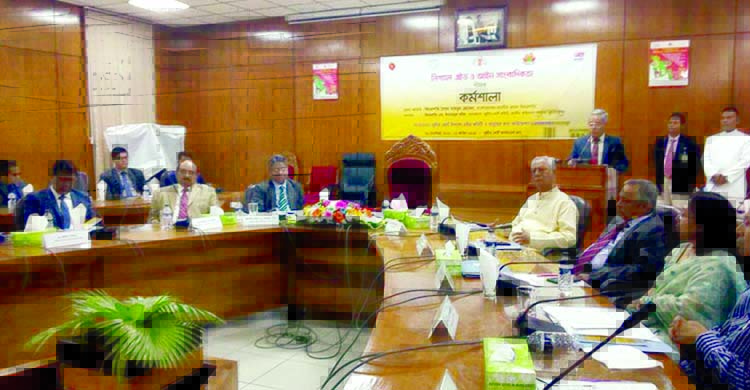 Chief Justice Syed Mahmud Hossain on Wednesday addressing as the chief guest in an inaugural session of a workshop titled "Legal Aid and Law Reporting"" arranged for the journalists by Supreme Court Legal Aid Committee and Manusher Jonno Foundation (MJF)"