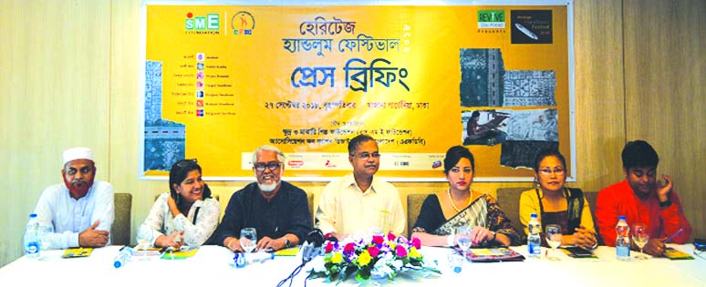 Md Safiqul Islam, Managing Director of SME Foundation, addressing a press conference marking the three-day long Heritage Handloom Festival with the Association of Fashion Designers' Bangladesh (AFDB), held at Khazana Gardenia in the cityâ€™s Gulshan