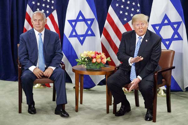 President Donald Trump holds a bilateral meeting with Israeli Prime Minister Benjamin Netanyahu at United Nations headquarters in New York on Wednesday.