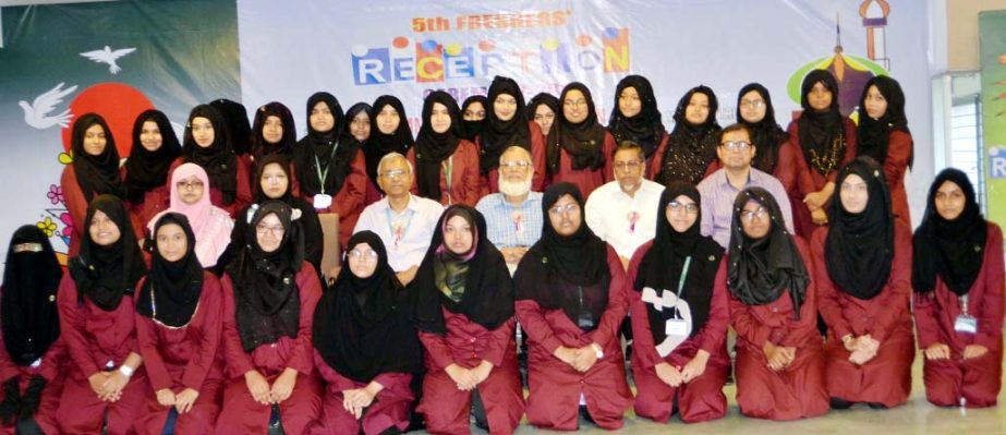 The newly enrolled A Level students of Manarat Dhaka International School and College are seen at a freshers' reception program held at the College campus recently.