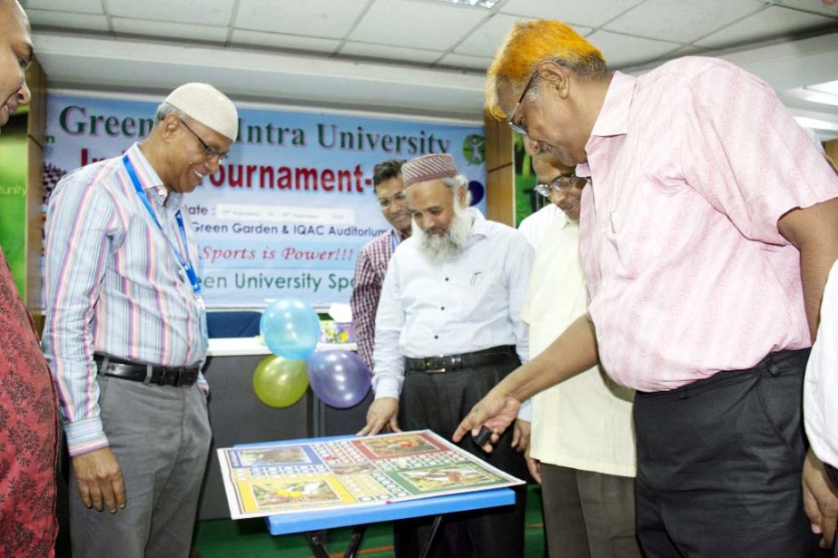 Prof Dr Muhammad Fayyaz Khan, Pro Vice-Chancellor of Green University of Bangladesh inaugurates the 2nd intra-university indoor tournament-2018 of the University recently.