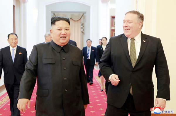 North Korea's leader Kim Jong Un and US Secretary of State Mike Pompeo met in Pyongyang to rekindle stalled denuclearisation talks.