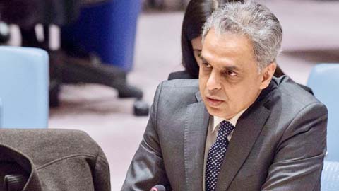 India's Permanent Representative to the UN, Ambassador Syed Akbaruddin speaking at a General Assembly session on Monday.
