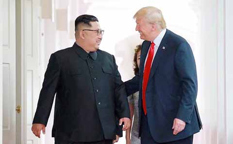 Donald Trump and Kim Jong Un held a historic first summit in Singapore on June 12. AP file photo