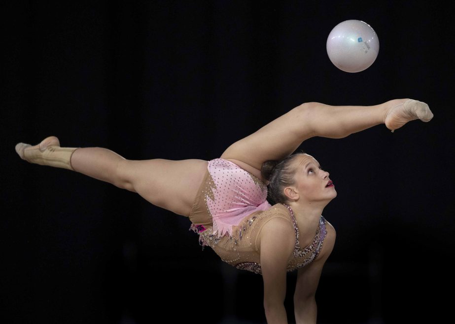 Bulgaria's Tatyana Volozhanina performs in the Rhythmic Gymnastics Individual All-Around qualification subdivision 1 - rotation 2 in the America Pavilion at Youth Olympic Park during the Youth Olympic Games in Buenos Aires, Argentina on Tuesday.
