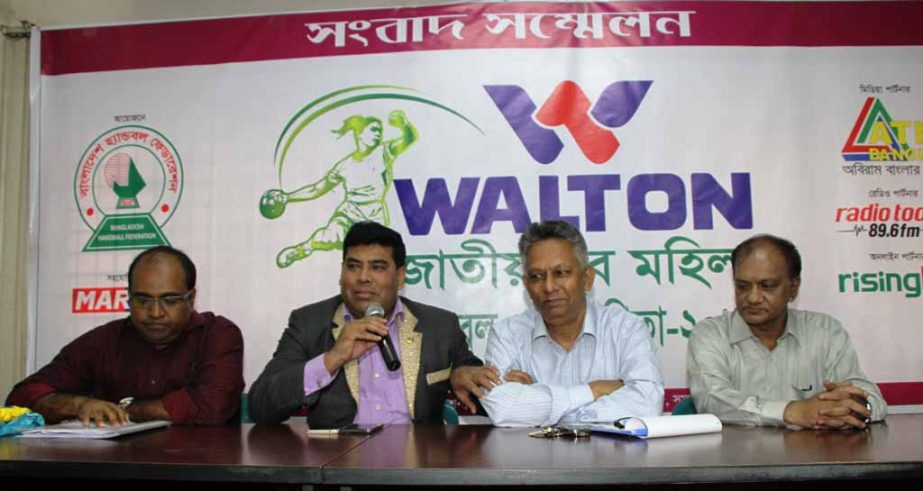 Operative Director (Head of Games & Sports) of Walton Group FM Iqbal Bin Anwar Dawn speaking at a press conference at the office room in Bangladesh Handball Federation on Wednesday.
