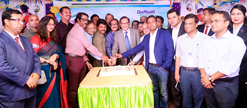 Prof Dr SM Mahbub Ul Haque Majumder, Acting Vice-Chancellor, Daffodil International University, Md. Akhtaruzzaman Khan Kabir, Chairman, Bangladesh Porjoton Corporation along with other distinguished guests celebrating the 5th Founding Anniversary of Depar