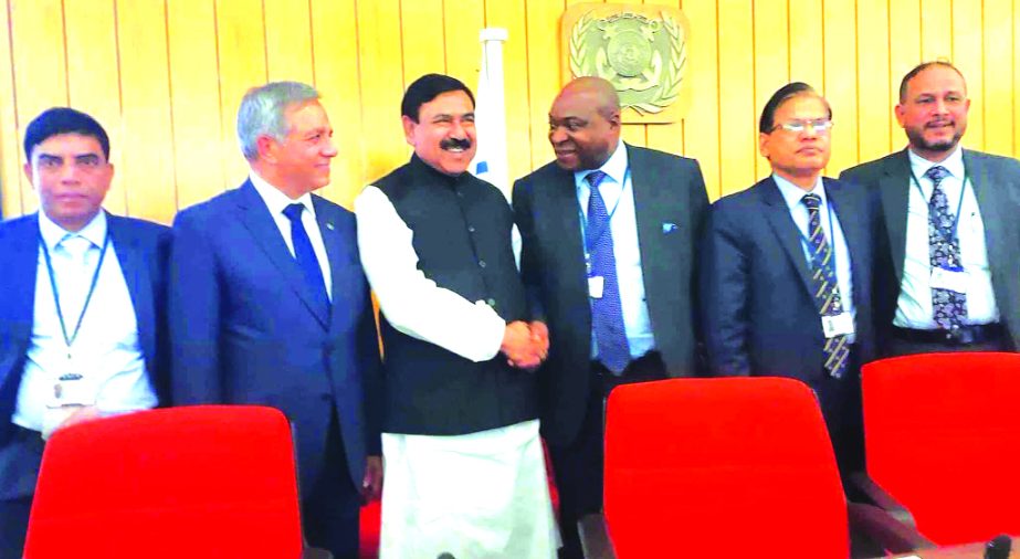 Shipping Minister Shajahan Khan, attended the session of the 25th Assembly of the International Mobile Satellite Organization (IMSO) at International Maritime Organization (IMO) Headquarters in London recently. Md. Nazmul Quaunine, High Commissioner of Ba