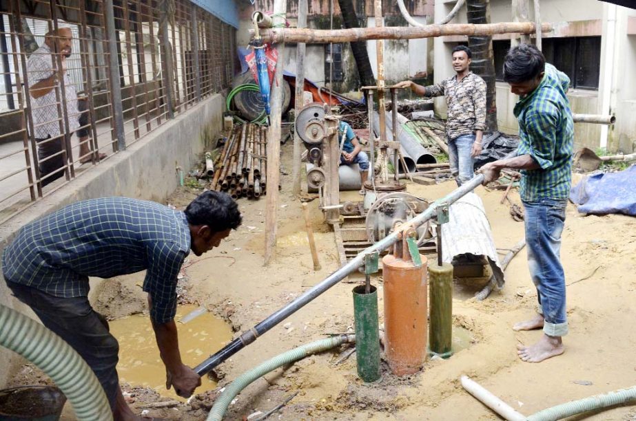 The installation of deep tubewell and Water Treatment Plant is going on at Chattogram Medical College Hospital by KSRM Group of Industries. This picture was taken yesterday.