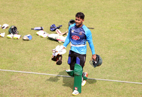 Imrul Kayes during the practice session of Bangladesh National Cricket team at the Sher-e-Bangla National Cricket Stadium in the city's Mirpur on Sunday.