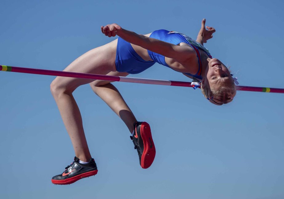 In this photo provided by the OISIOC, Russia's Mariya Kochanova competes in the Women's High Jump at the Athletics Field during the Youth Olympic Games in Buenos Aires, Argentina on Monday.