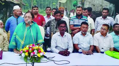 FENI: General Secretary of Jatiya Samajtantrik Dal (JASAD) Shirin Akter MP speaking at a election campaign in Chhagalnaiya Upazila on Monday.