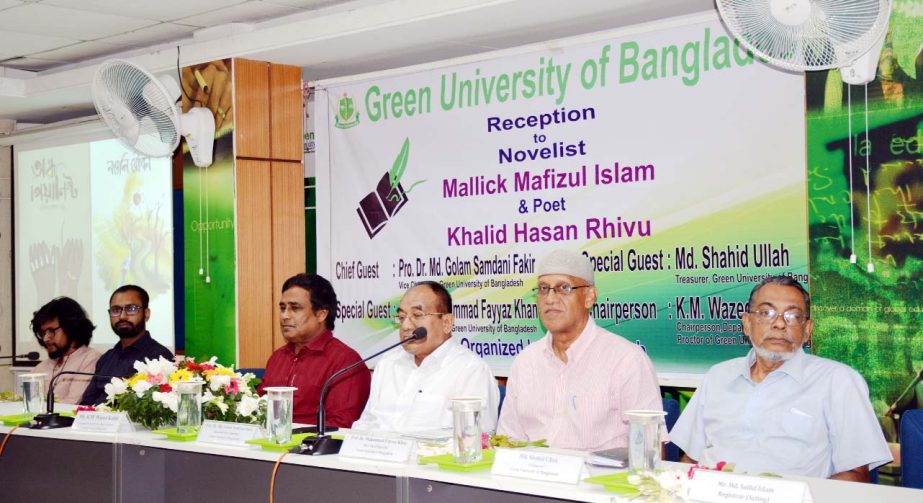 Prof Dr Golam Samdani Fakir, Vice Chancellor of Green University, Bangladesh speaks at a reception program to honour the cultural personalities of the university held at IQAC Auditorium of the university on Wednesday.