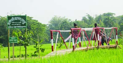 ISHWARGANJ (Mymensingh) : Muktir Bandon Foundation , a voluntary organisation constructed a wooden bridge over Chapila Canal at their own cost to ease communication in the area recently.