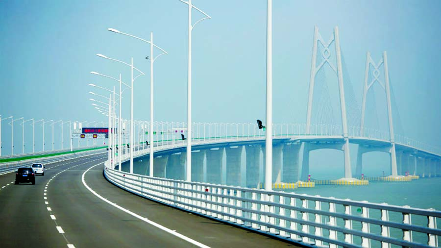 A general view of the Hong Kong- Zhuhai- Macau bridge after its opening ceremony in Zhuhai, China on Tuesday. Internet photo