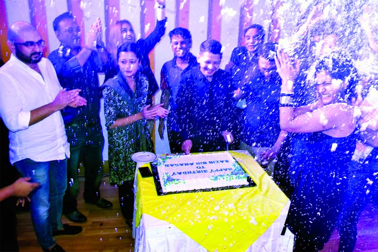 Owner of Rajmoni Cinema Hall and film producer Razib Bin Ahasan celebrated his birthday by cutting cake at Rajmoni Isha Khan Hotel on first hour of October 25. Mafuza Ahasan Asha, Director of Rajmoni Isha Khan Hotel, celebrities, models and media personne