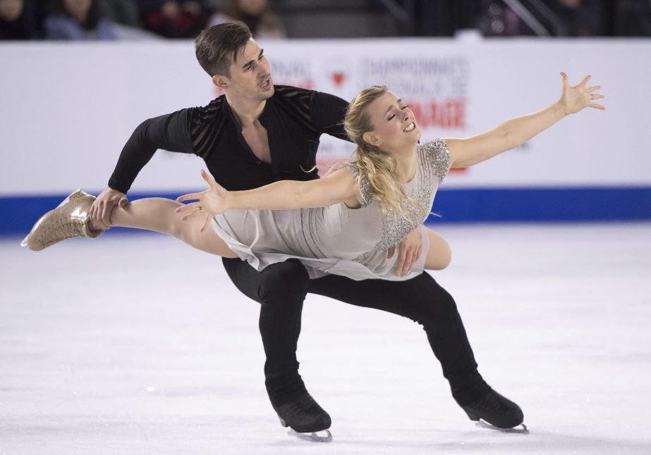 Madison Hubbell and Zachary Donohue of the United States, perform their free program in the ice dance competition at Skate Canada International in Laval, Quebec on Saturday.