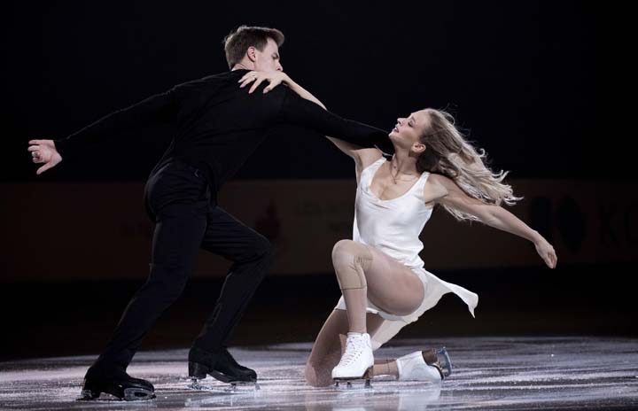 Ice dance silver medalists Victoria Sinitsina and Nikita Katsalapov of Russia perform in the closing gala at Skate Canada International in Laval, Quebec on Sunday.