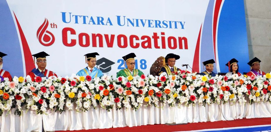 Education Minister Nurul Islam Nahid, MP addressing at the 6th Convocation-2018 of Uttara University held at Nobo Ratri Hall, Bashundhara Convention Center-04 on Tuesday.