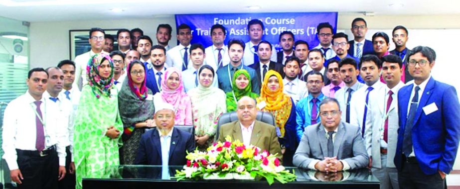 Syed Waseque Md. Ali, Managing Director of First Security Islami Bank Limited, poses for a photo session with the participants of its 45th Foundation Course of Trainee Assistant Officers at its Training Institute in the city recently. Md. Ataur Rahman, Pr