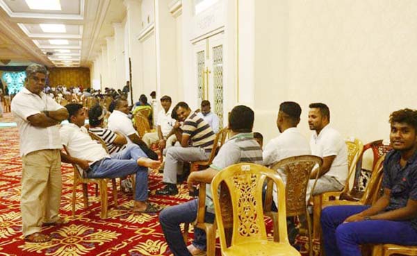 Ranil Wickremesinghe supporters are camped out at the Temple Trees residence in Colombo.