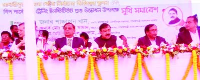 MADARIPUR: Shipping Minister Shahjahan Khan speaking as Chief Guest at the inauguration ceremony of Madaripur Dredger Base and Ship Personnel Training Institute yesterday. Md Abdus Samad, Secretary, Ministry of Shipping was present as special guest .