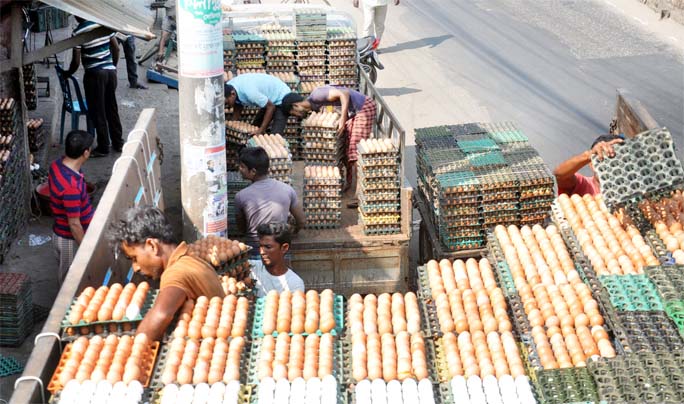 Eggâ€™s price still high despite of huge eggs supplies at Pahartali Bazar. This snap was taken yesterday.