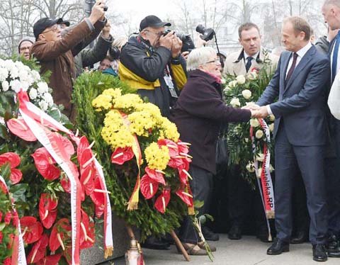 EU President Donald Tusk, a former liberal Polish Prime Minister, was the bloc's only senior representative in Warsaw amid speculation he may return to run for president in 2020