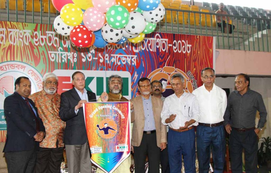 President of Bangladesh Insurance Association Md Sheikh Kabir Hossain inaugurating the EXIM Bank 28th National Handball (Men's) Competition by releasing the balloons as the chief guest at the Shaheed (Captain) M Mansur Ali National Handball Stadium on Tu