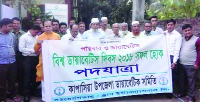 KAPASIA (Gazipur):Kapasia Upazila Diabetic Association and Upazila Health Complex jointly brought out a rally at the town to raise public awareness on diabetes on the occasion of World Diabetes Day yesterday.