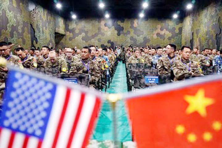 U.S. Army and China's People's Liberation Army (PLA) military personnel attend a closing ceremony of an exercise of "Disaster Management Exchange" near Nanjing, Jiangsu province, China on Saturday.