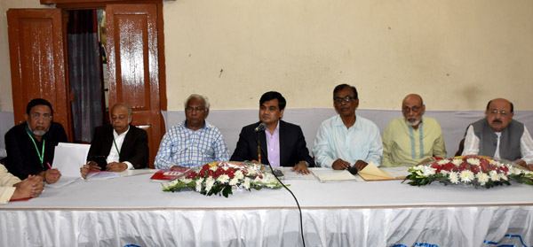 Deputy Commissioner of Dhaka District Tofazzal Hossain Mia (centre) speaking at the Annual General Meeting (AGM) of Wari Club at the Auditorium in Wari Club on Saturday.